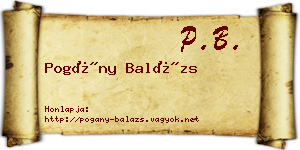 Pogány Balázs névjegykártya